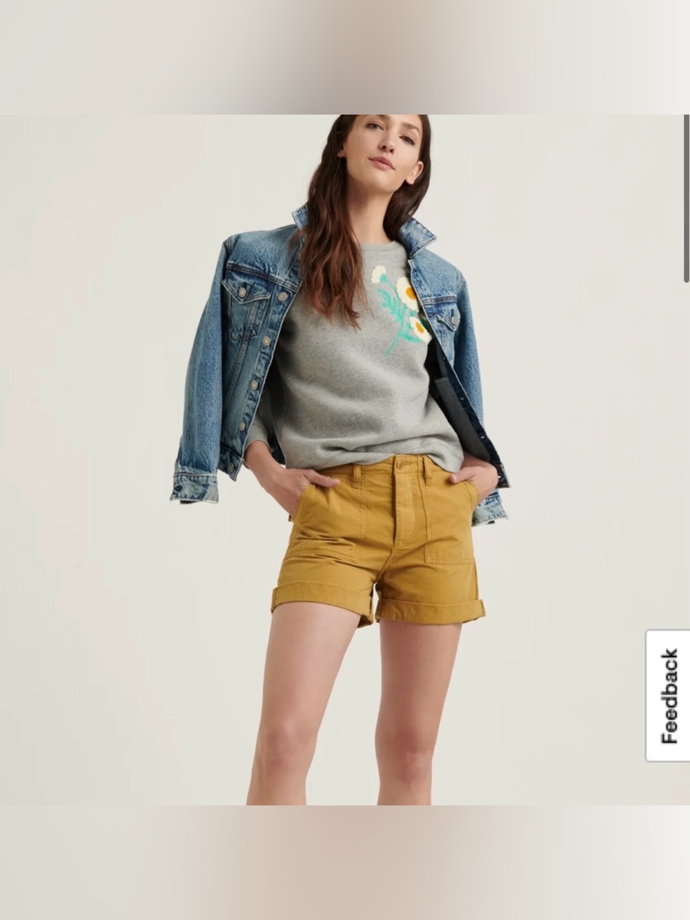 Lucky Brand boyfriend  Flat Front Shorts in Yellow Ochre